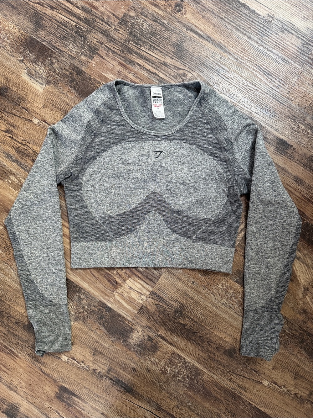 Gymshark Flex Long Sleeve Crop Top Charcoal Grey Marl Size XXL
